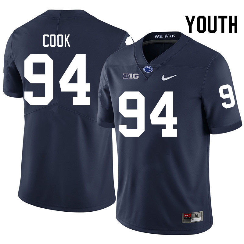 Youth #94 De'Andre Cook Penn State Nittany Lions College Football Jerseys Stitched-Navy
